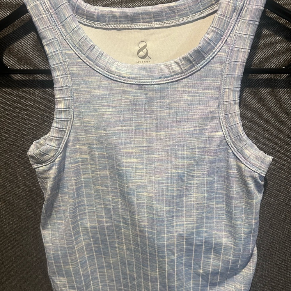 Lou & Grey Women's Light Blue Striped Tank Top